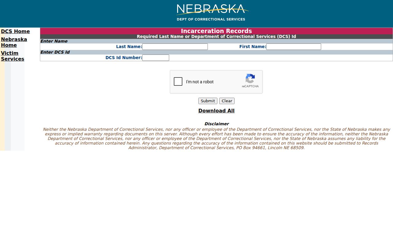Rock County arrest record follow-up in the Nebraska state inmate search
