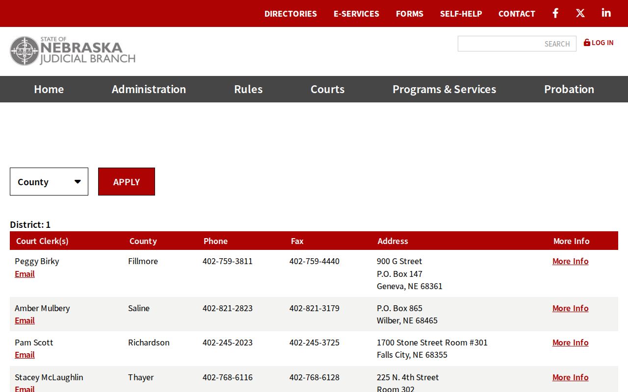 Rock County District Court criminal case contact directory